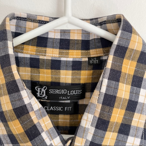 Sergio Louis short sleeved checkered shirt for men, 16-16.5, made in Italy - Picture 4 of 6